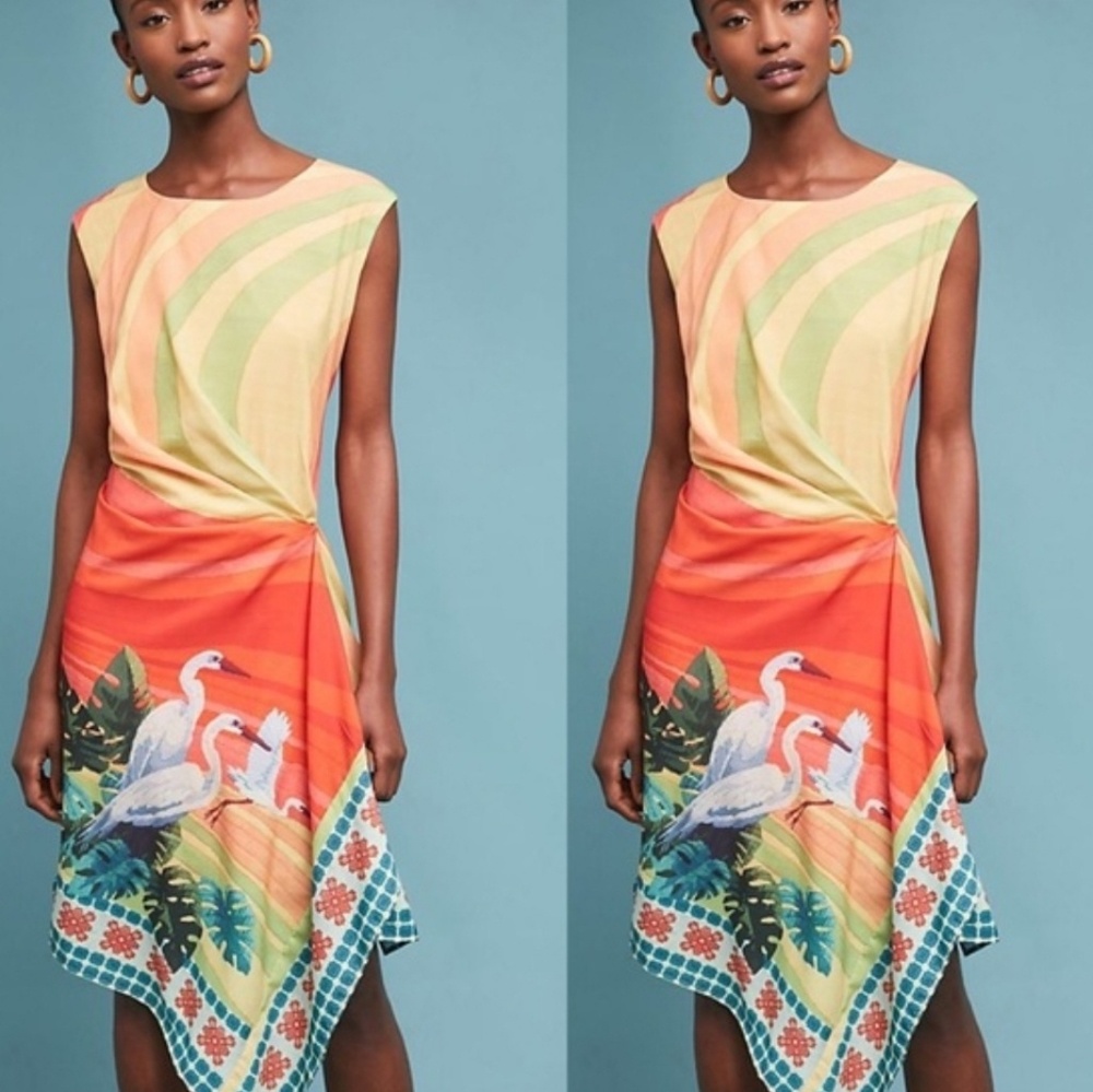 Anthropologie Eva Franco Vibrant Bird Dress